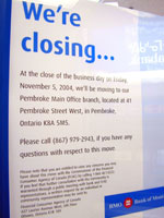 Bank Closing Sign